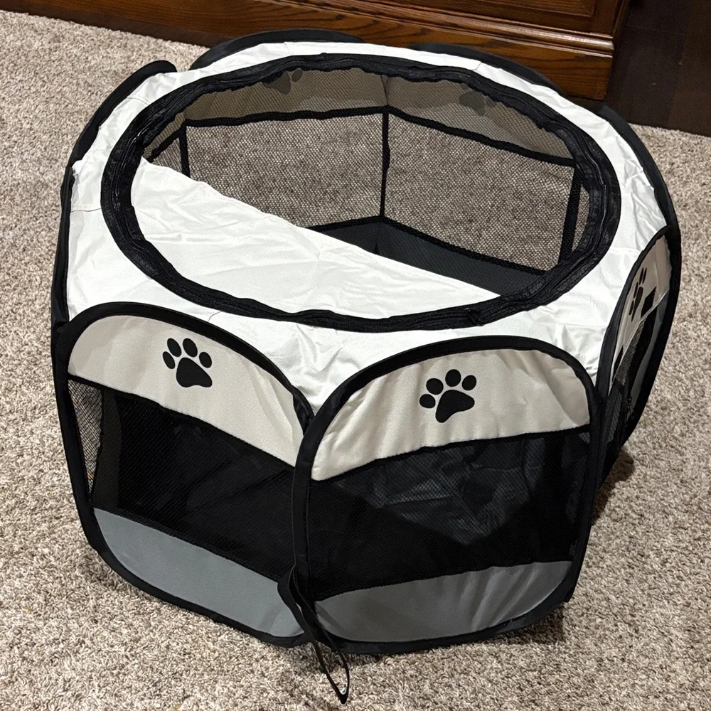 Small Pet Playpen with Paw Print Design